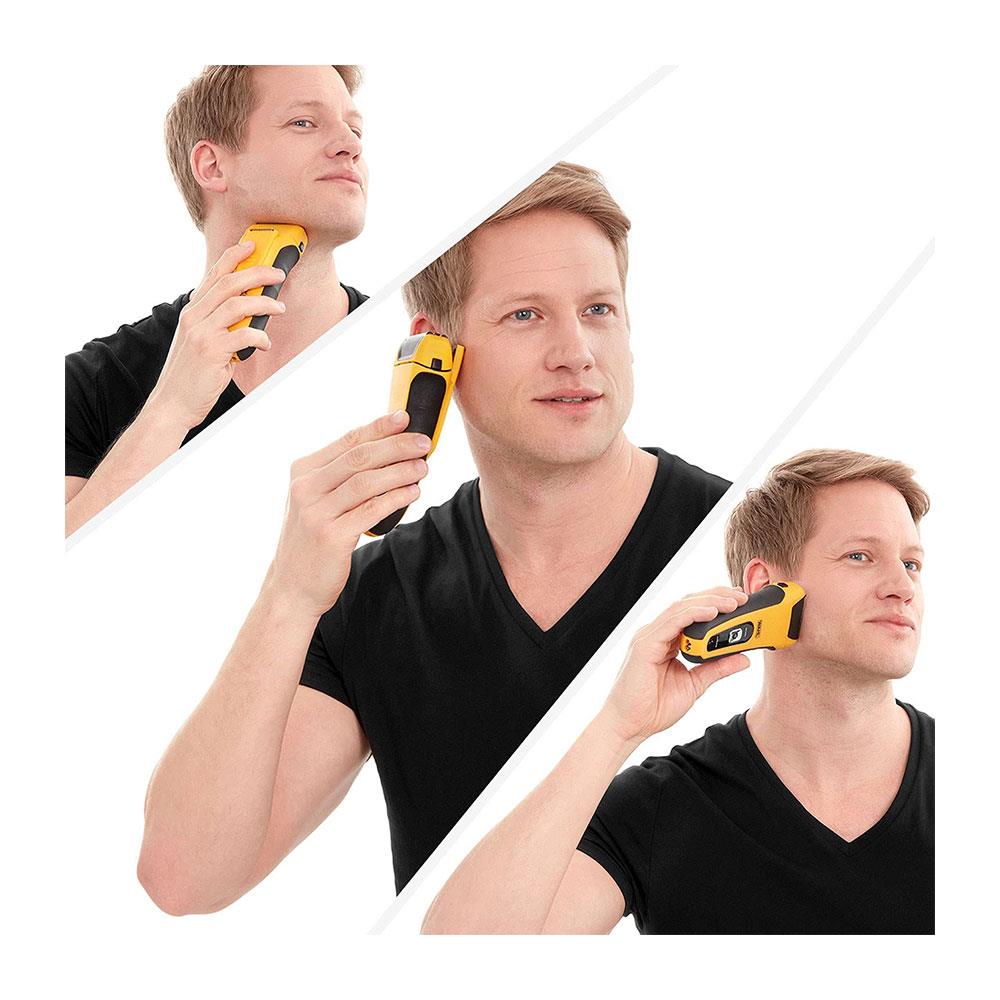 Wahl Lifeproof Wet/Dry Foil Shaver Dual Head Ear And Nose Trimmer Anti-Shock Fully Washable  - Yellow/Black