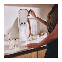 SodaStream Art Sparkling Water Maker Machine And 1 Litre Reusable Water Bottle With 60 Litre Quick Connect CO2 Gas Cylinder - White