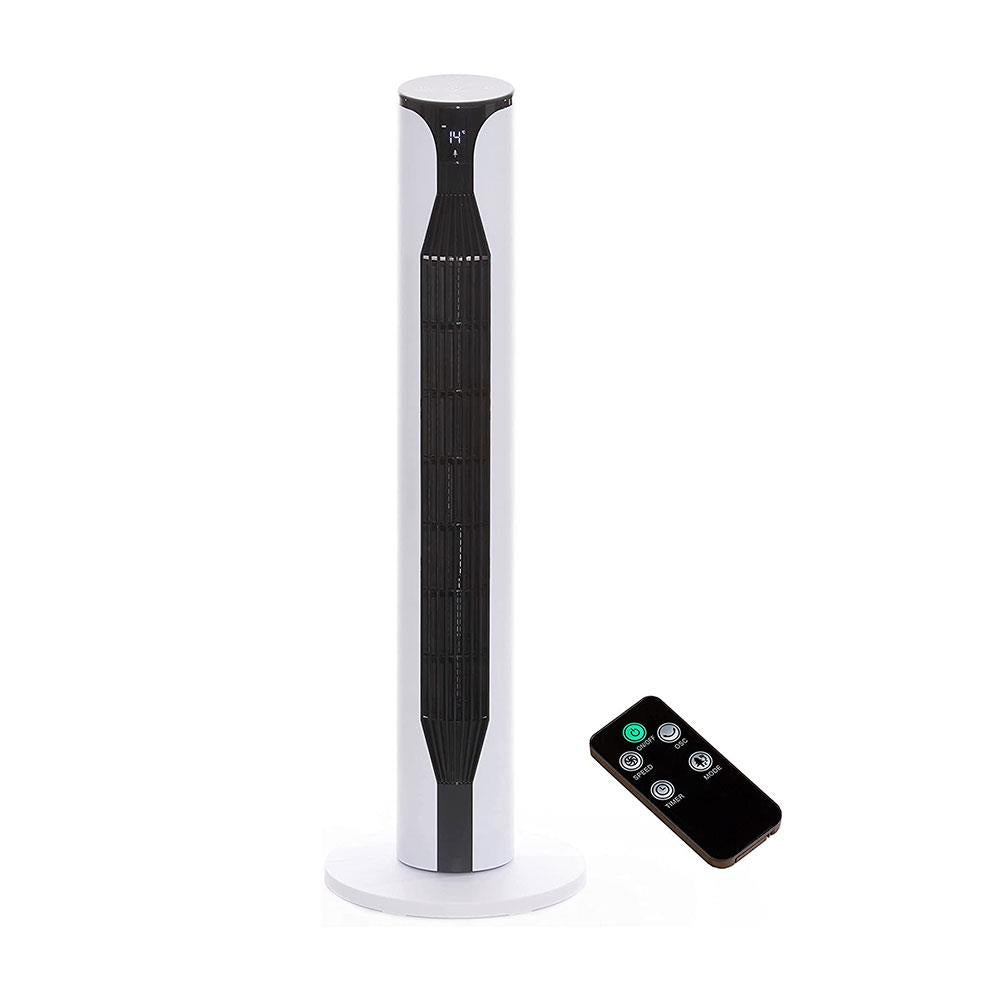 Daewoo 36 Inch Slimline Tower Fan Instant Cool Air With 3 Speed Settings Oscillation - White/Black