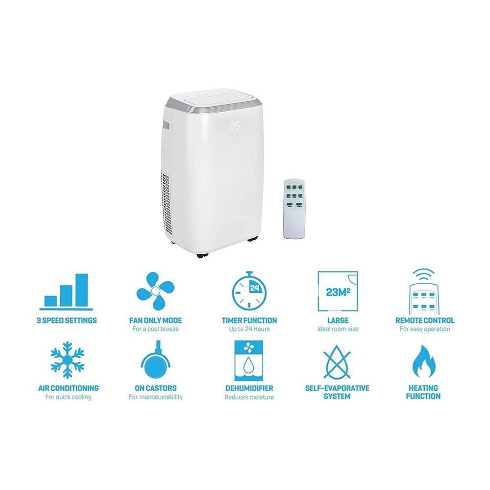 Daewoo 12000 BTU  Portable Air Conditioning Unit Fan Only Heating Dehumidifier With Remote Control - White