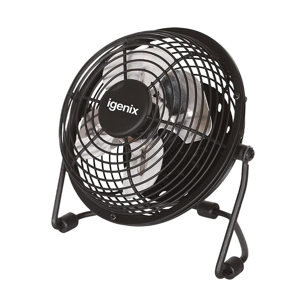 Igenix 4 Inch USB Desk Fan Quiet Personal Mini Fan Aluminium Blades Adjustable Tilt - Black Main image