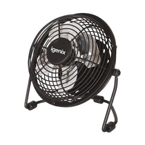 Igenix 4 Inch USB Desk Fan Quiet Personal Mini Fan Aluminium Blades Adjustable Tilt - Black