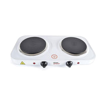 Lloytron Kitchen Perfected 2000W Double Hotplate Cast Iron Variable Heat Settings Power Indicator - White