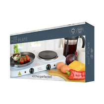 Lloytron Kitchen Perfected 2000W Double Hotplate Cast Iron Variable Heat Settings Power Indicator - White