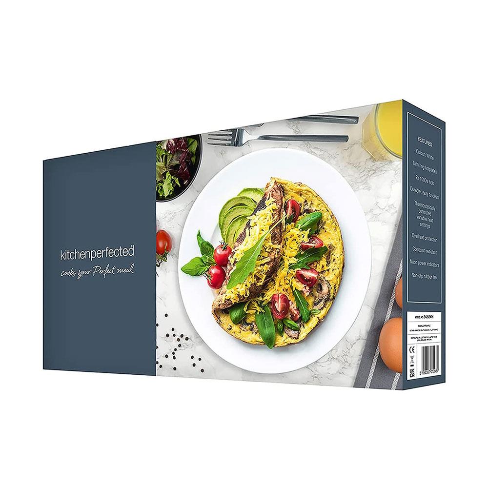 Lloytron Kitchen Perfected 2000W Double Hotplate Cast Iron Variable Heat Settings Power Indicator - White