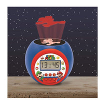 Lexibook Super Mario Childrens Projector Clock With Night Light Timer Snooze Alarm - Red/Blue