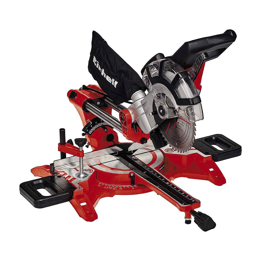 Einhell TC-SM 2131/2 Dual Bevel Sliding Mitre Saw With 48T Blade For Cutting Wood Laminated Panels Plastic 1500W - Red Main image