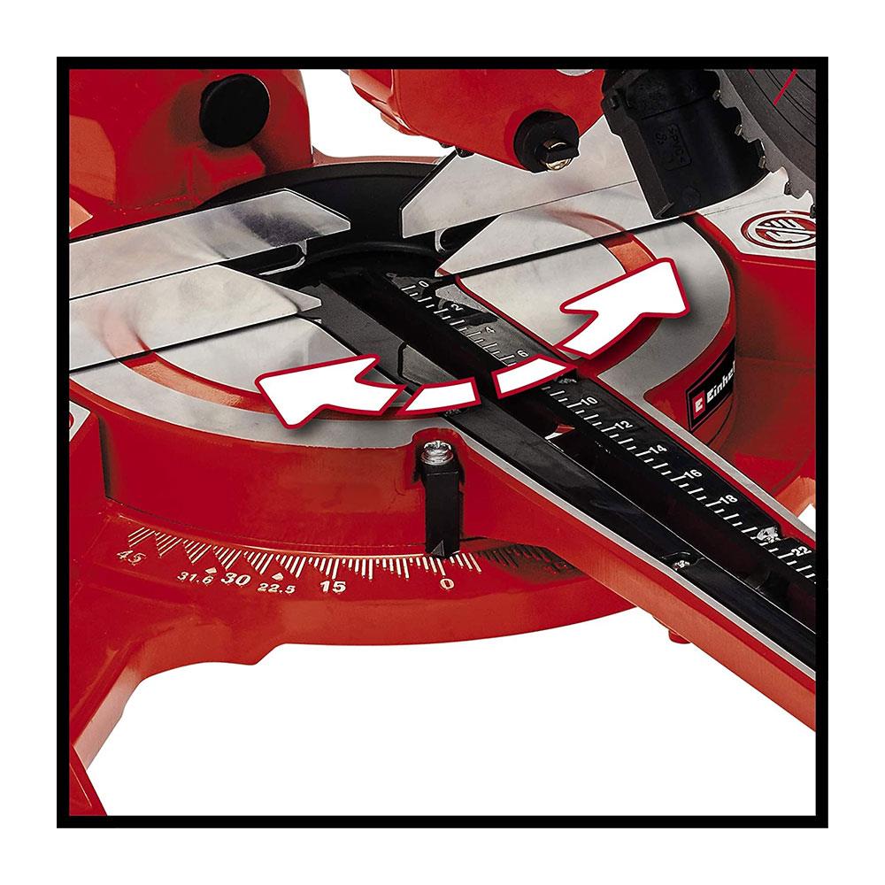 Einhell TC-SM 2131/2 Dual Bevel Sliding Mitre Saw With 48T Blade For Cutting Wood Laminated Panels Plastic 1500W - Red Secondary image