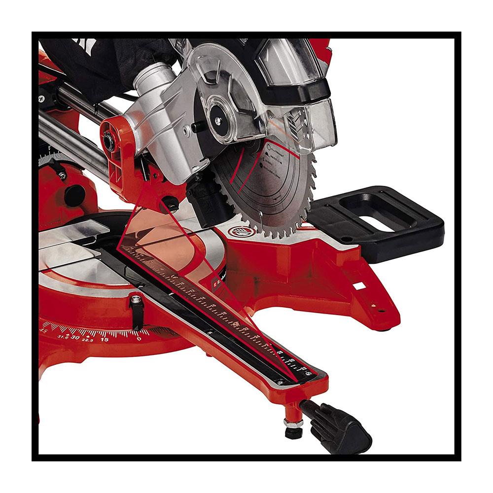 Einhell TC-SM 2131/2 Dual Bevel Sliding Mitre Saw With 48T Blade For Cutting Wood Laminated Panels Plastic 1500W - Red