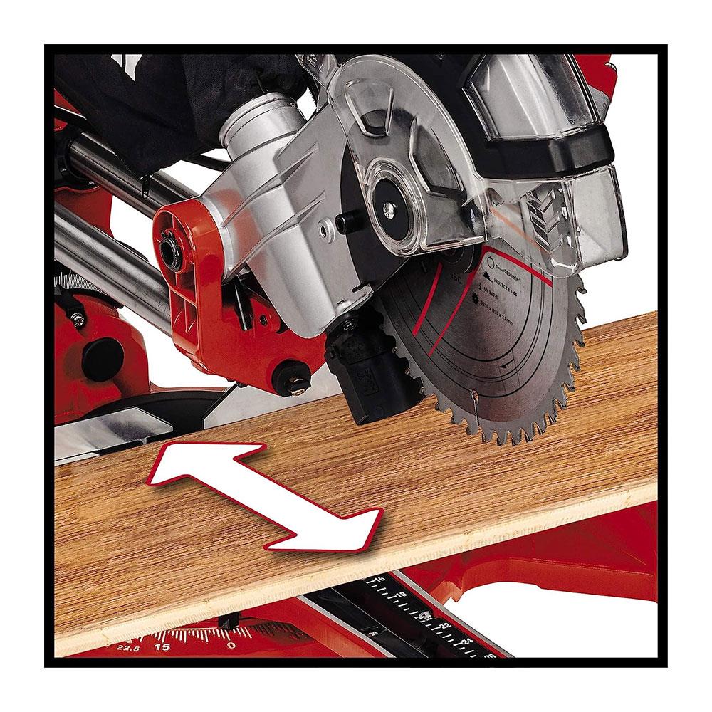 Einhell TC-SM 2131/2 Dual Bevel Sliding Mitre Saw With 48T Blade For Cutting Wood Laminated Panels Plastic 1500W - Red
