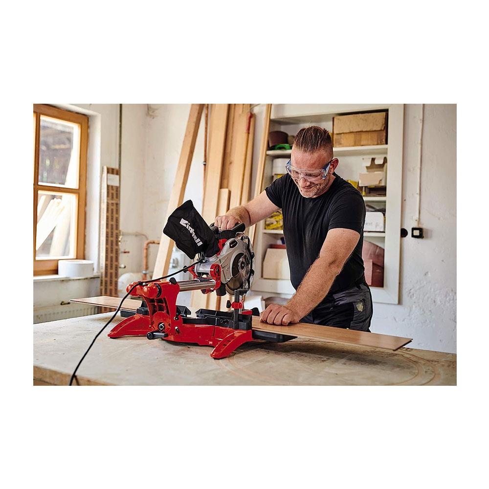 Einhell TC-SM 2131/2 Dual Bevel Sliding Mitre Saw With 48T Blade For Cutting Wood Laminated Panels Plastic 1500W - Red