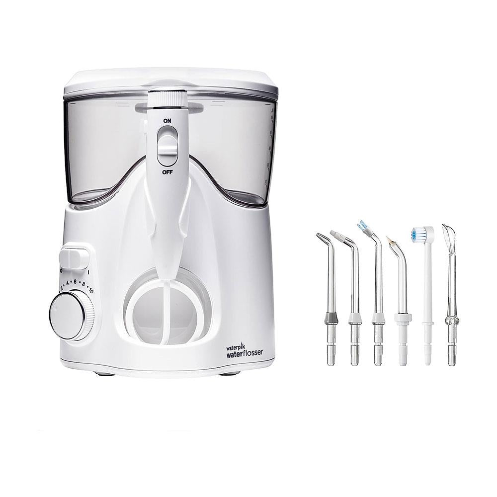 Waterpik Ultra Plus Water Flosser With 5 Tips And Advanced Pressure Control System With 10 Settings - White
