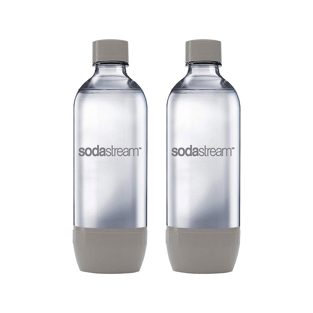SodaStream Carbonating Bottles 1 Litre Twin Pack 2 x Reusable BPA Free Water Bottles - Grey
