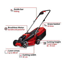 Einhell GE-CM 18/30 Li (1x3,0Ah) Power X-Change 18V Cordless Lawn Mower With Battery And Charger - Red