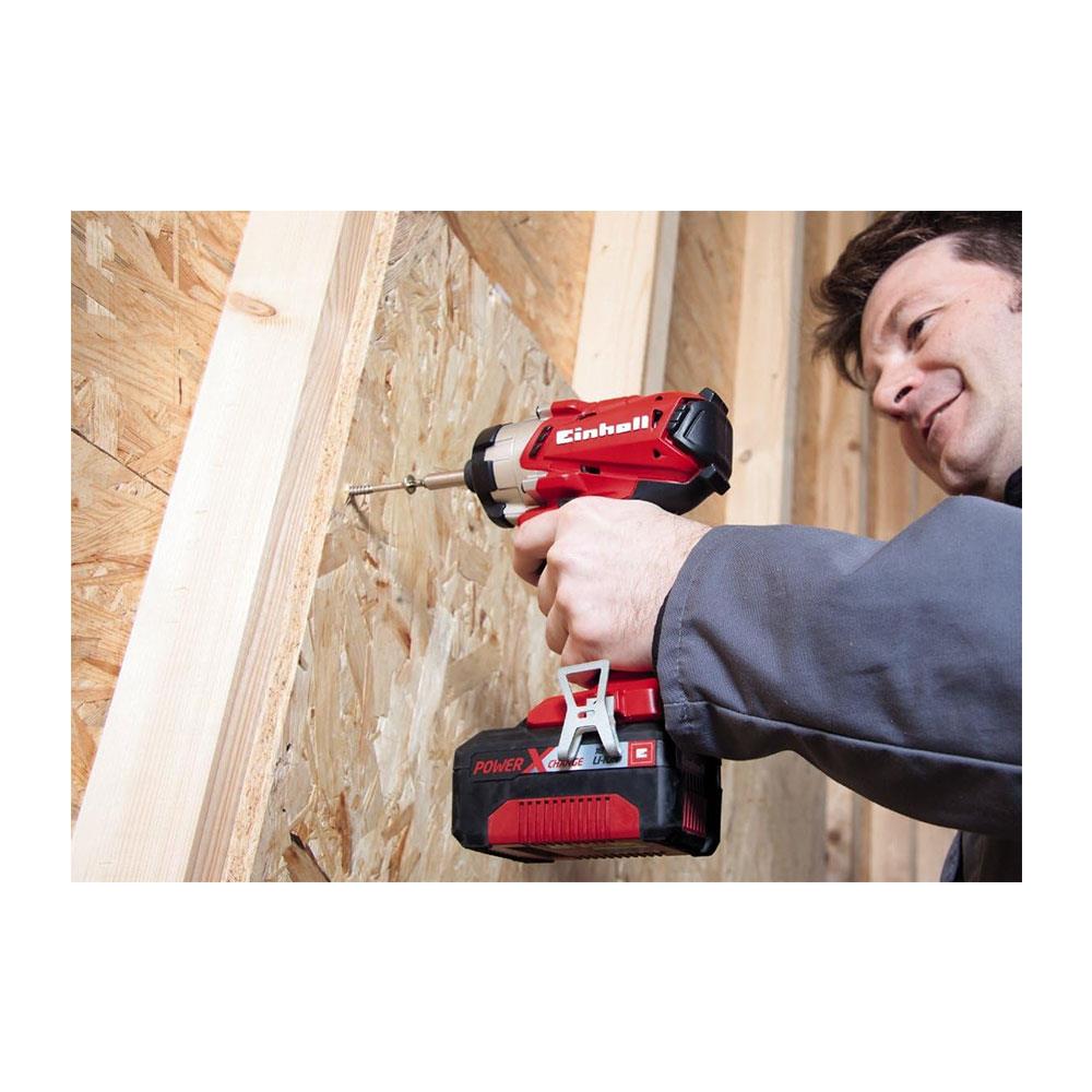 Einhell Power X-Change 18V Cordless Combi Drill And Impact Driver Set With Battery And Charger Storage Bag - Red