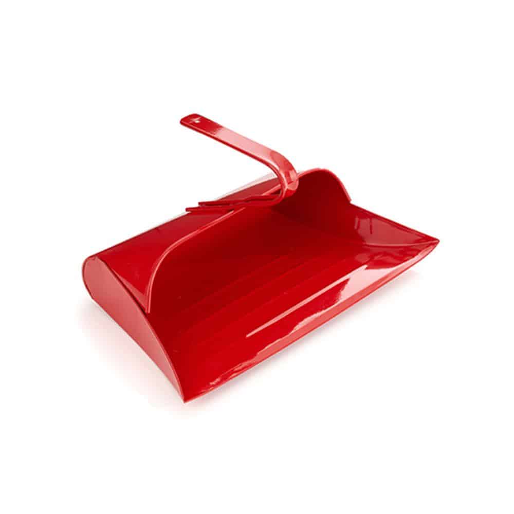 Leecroft Metal Hooded Dustpan Office Kitchen Home Car Floor Cleaning Sweeping - Red Main image