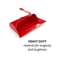Leecroft Metal Hooded Dustpan Office Kitchen Home Car Floor Cleaning Sweeping - Red