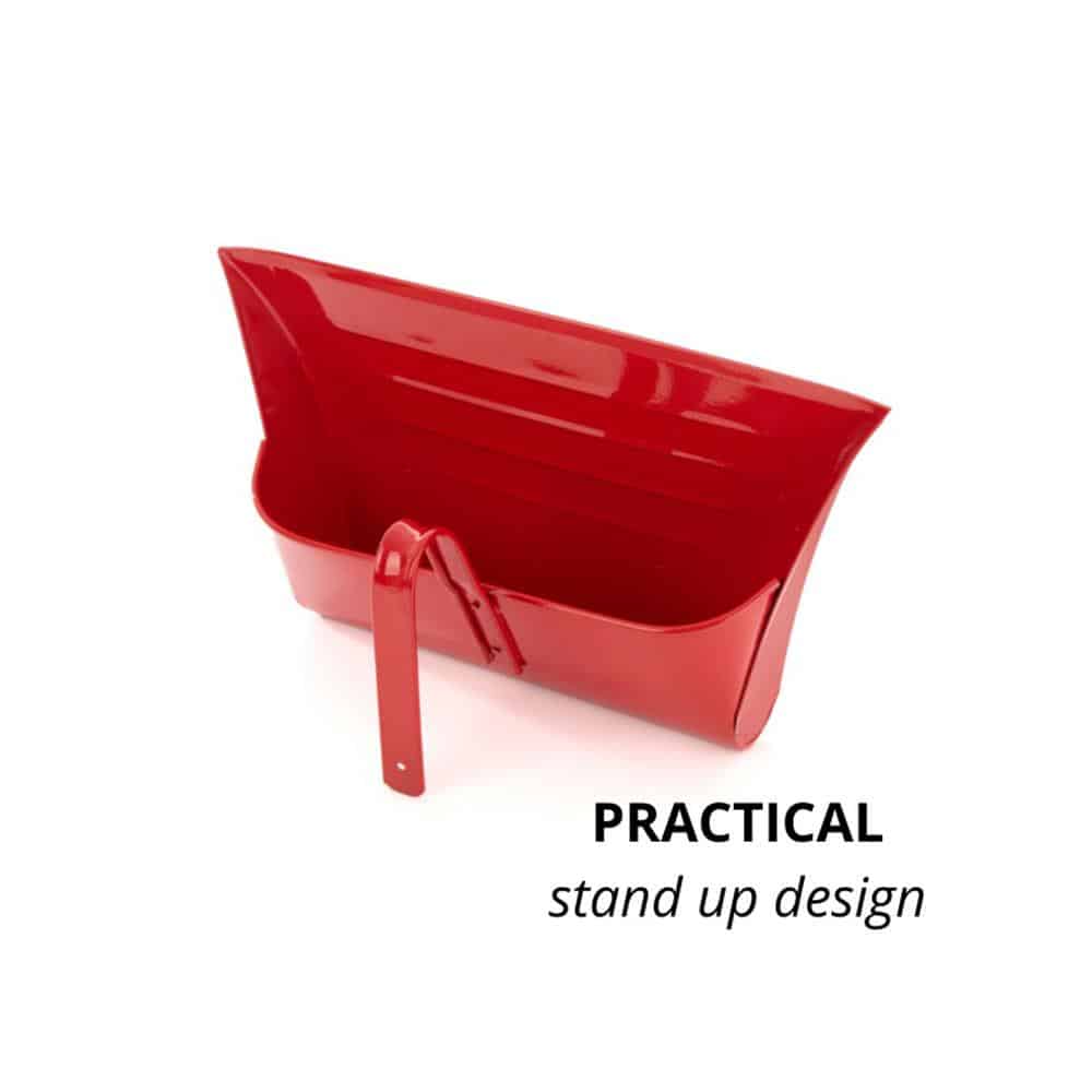 Leecroft Metal Hooded Dustpan Office Kitchen Home Car Floor Cleaning Sweeping - Red