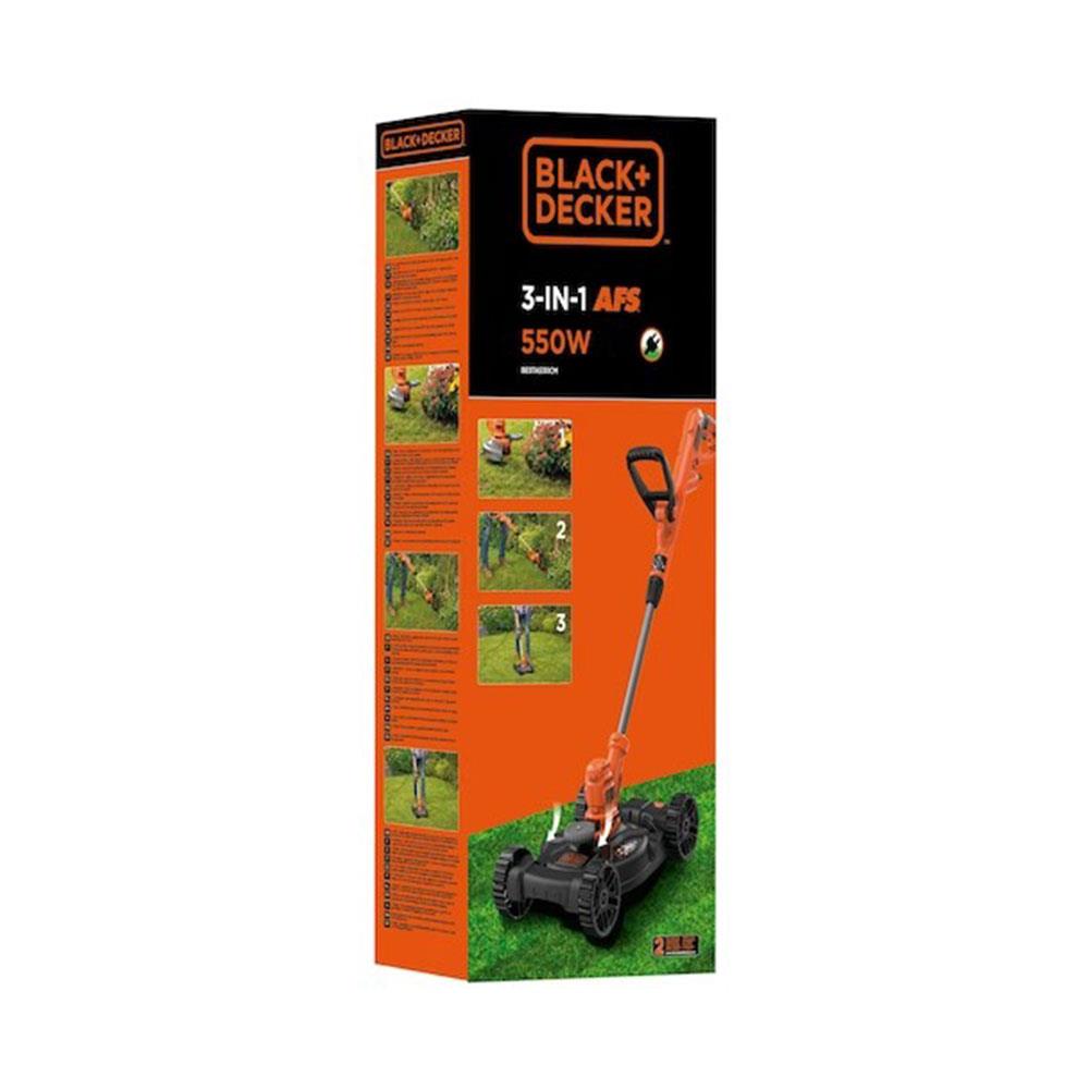 Black & Decker 3 In 1 Electric Grass Strimmer 30cm 550W 240V - Orange/Black