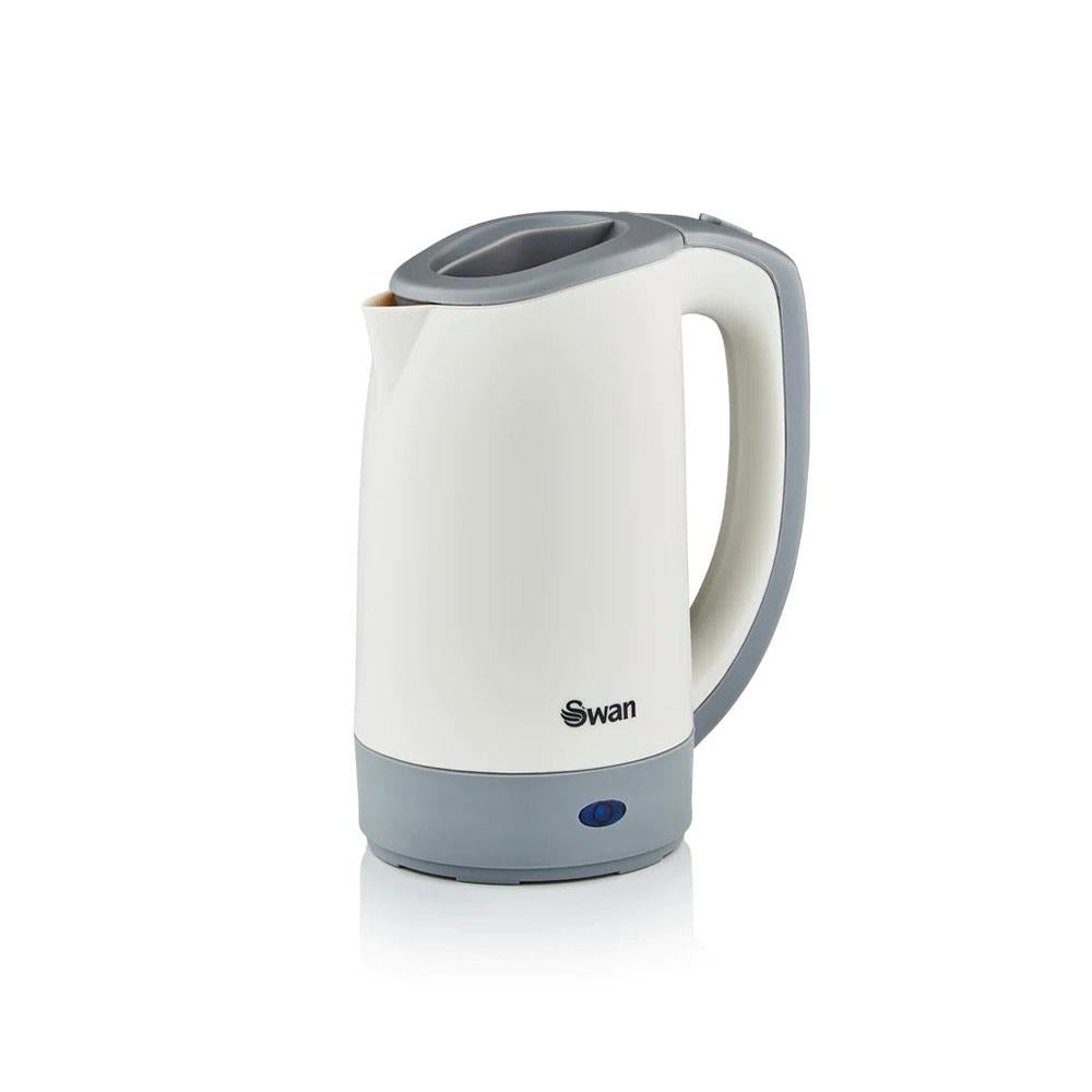 Swan Dual Voltage Travel Kettles With Two Tea Cups 600 W 0.5 Litres - White/Grey