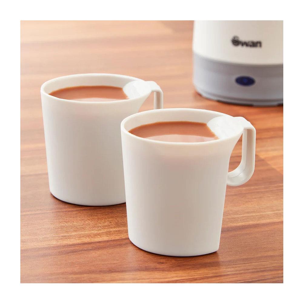 Swan Dual Voltage Travel Kettles With Two Tea Cups 600 W 0.5 Litres - White/Grey
