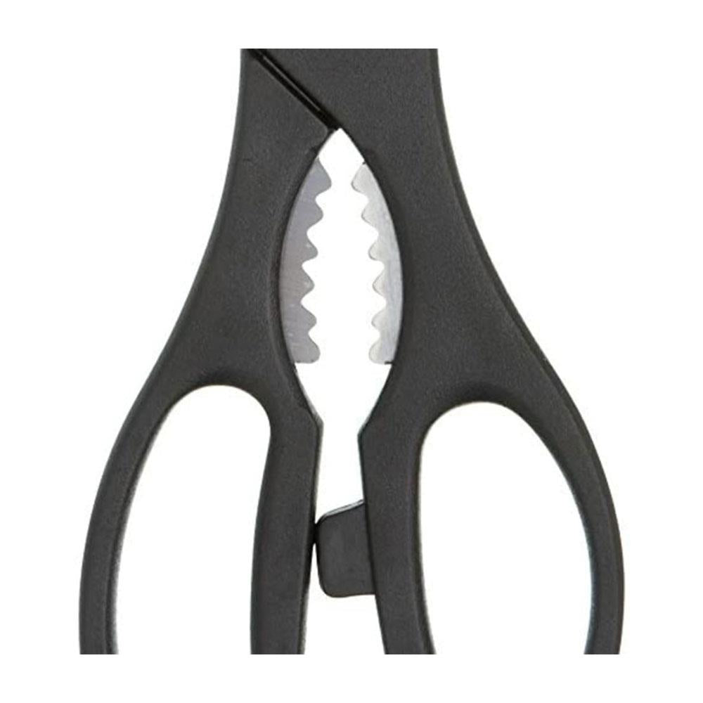 KitchenCraft 3-In-1 Kitchen Multi-Purpose Scissors 21cm With Bottle Opener Stainless Steel Blades - Black