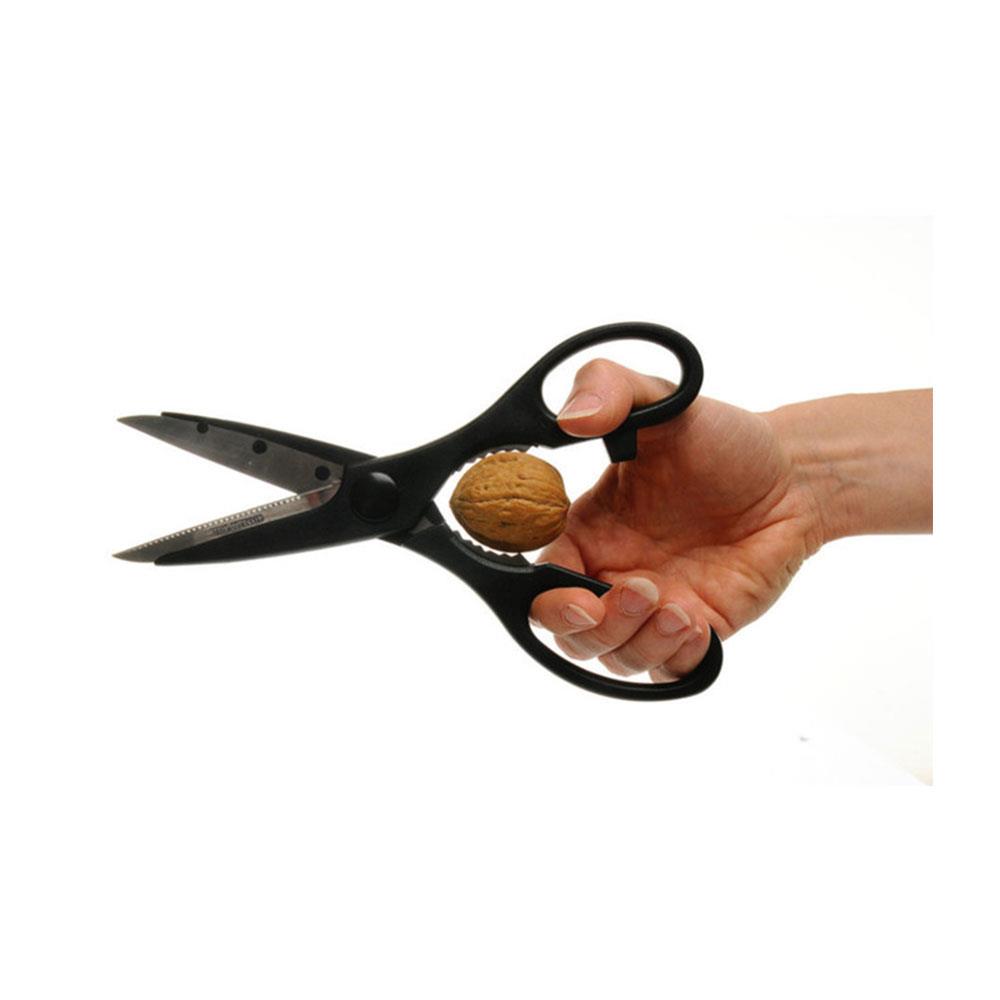 KitchenCraft 3-In-1 Kitchen Multi-Purpose Scissors 21cm With Bottle Opener Stainless Steel Blades - Black