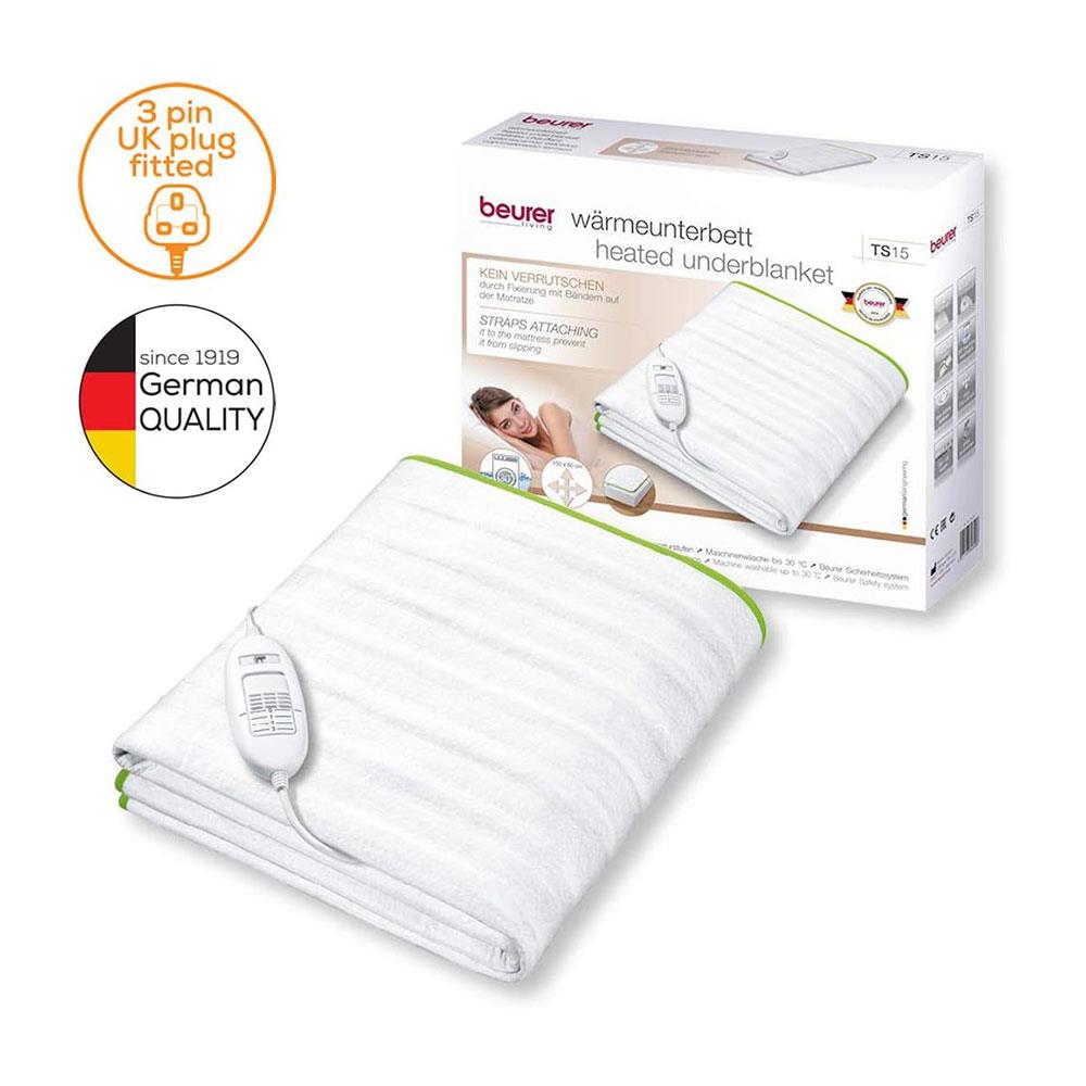 Beurer Ecologic+ Heated Underblanket With Elastic Straps Fleece Single 152 x 72cm - White Secondary image