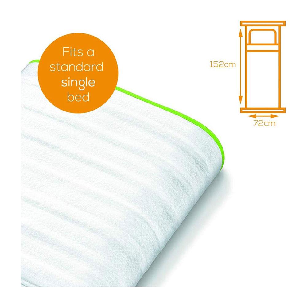 Beurer Ecologic+ Heated Underblanket With Elastic Straps Fleece Single 152 x 72cm - White