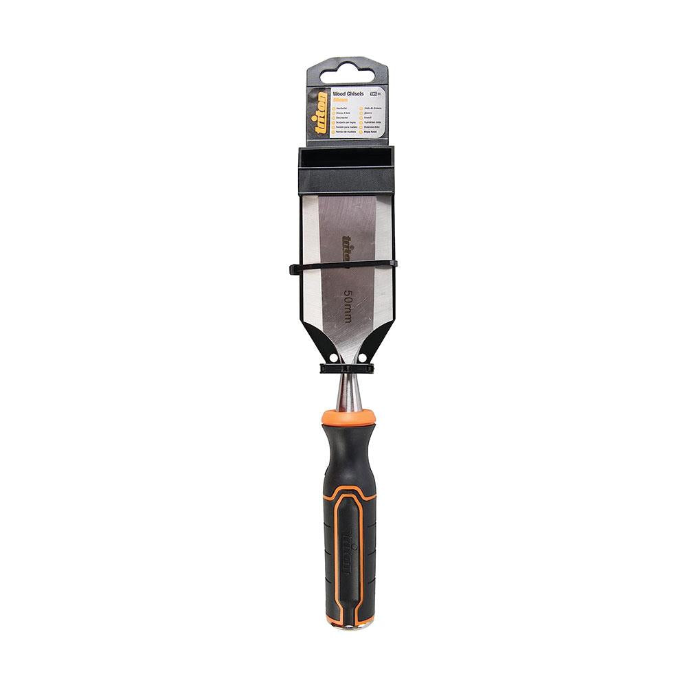 Triton Wood Chisel 50mm TWC50 Straight Chromium Vanadium Steel - Black/Orange