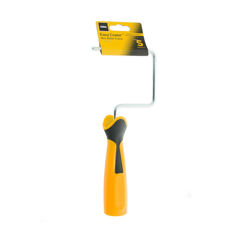 Coral Easy Coater Mini Paint Roller Frame With Soft Grip Handle 4 Inch - Yellow