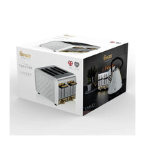 Swan Gatsby 4 Slice Toaster Diamond Pattern Design 1850 W - White And Gold