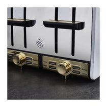 Swan Gatsby 4 Slice Toaster Diamond Pattern Design 1850 W - White And Gold
