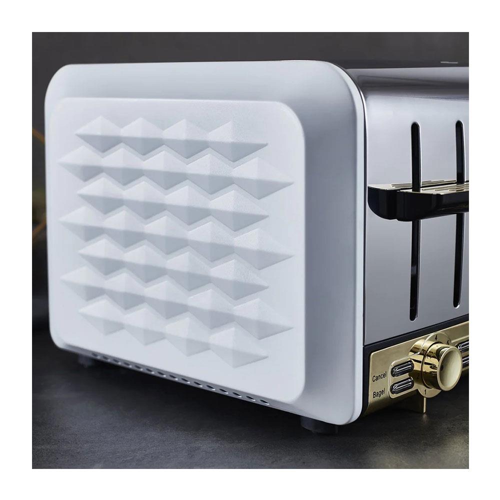 Swan Gatsby 4 Slice Toaster Diamond Pattern Design 1850 W - White And Gold