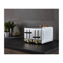 Swan Gatsby 4 Slice Toaster Diamond Pattern Design 1850 W - White And Gold