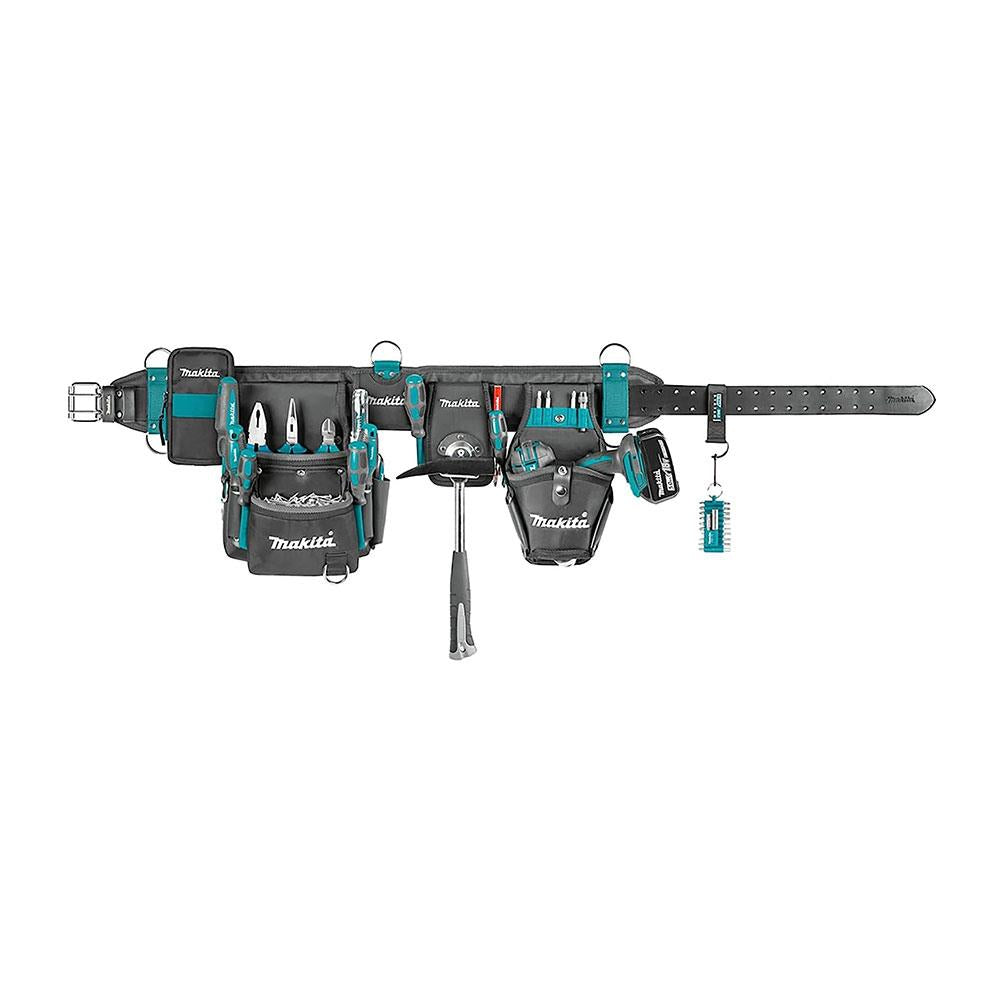 Makita Ultimate Heavy Weight Tool Belt Set 3 Layers Leather - Black/Blue