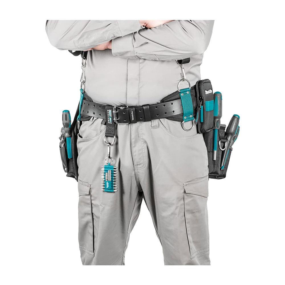 Makita Ultimate Heavy Weight Tool Belt Set 3 Layers Leather - Black/Blue