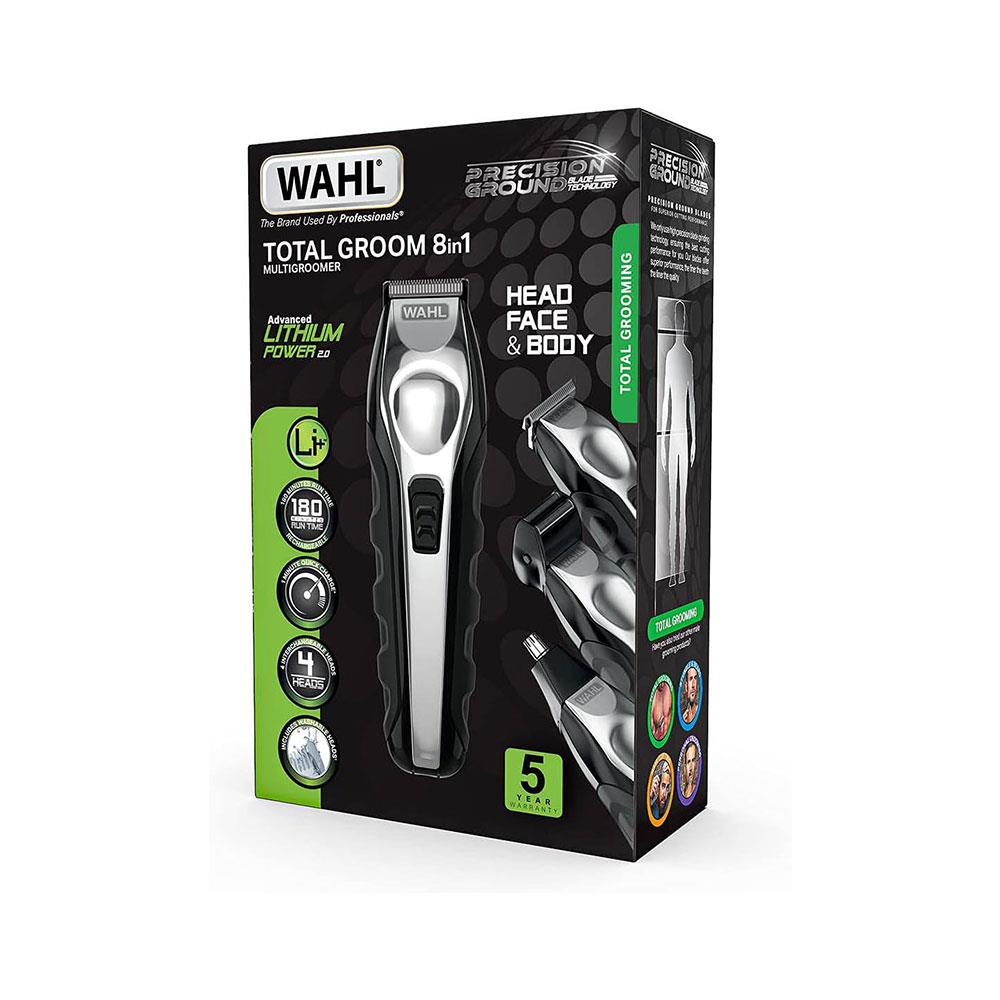 Wahl Trimmer Kit Total Groom 8 In 1 Hair Face And Body Grooming With 4 Interchangeable Heads - Black