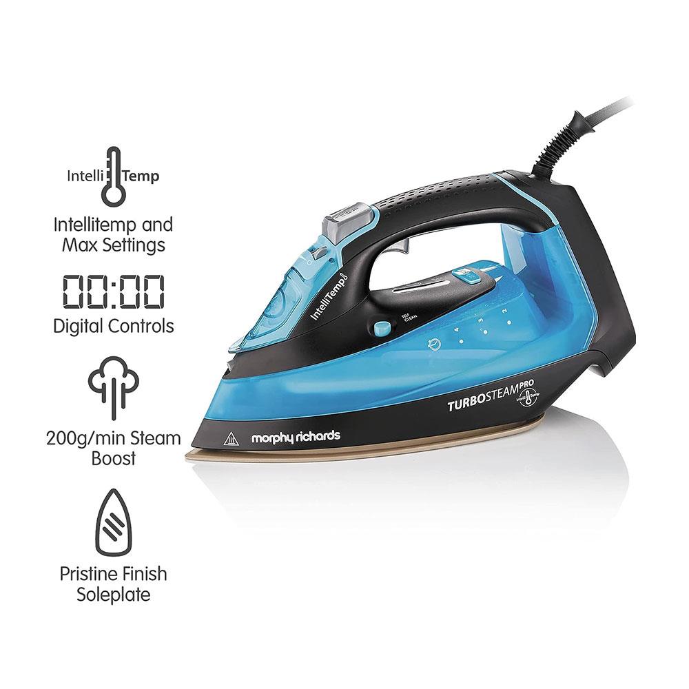 Morphy Richards Crystal Clear Steam Iron Intellitemp 2400W 370ml Water Tank - Black And Blue