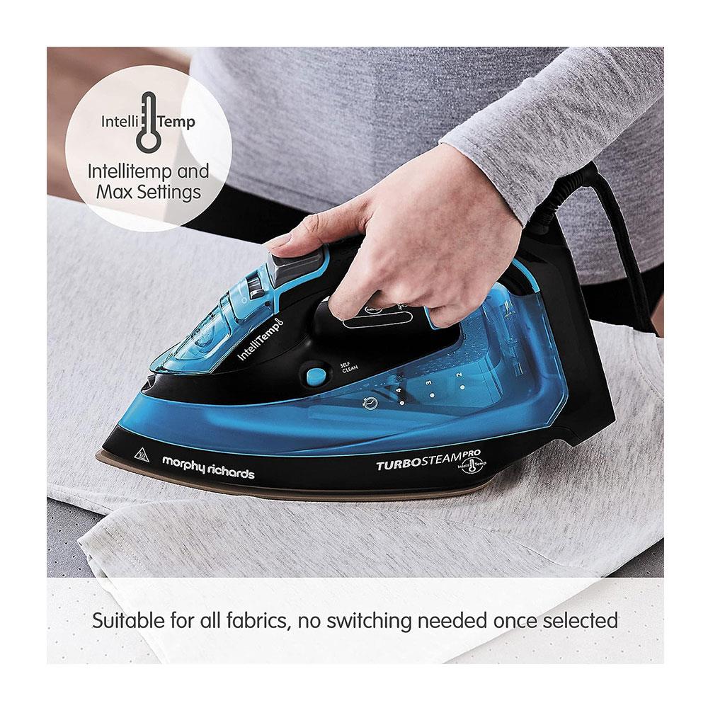 Morphy Richards Crystal Clear Steam Iron Intellitemp 2400W 370ml Water Tank - Black And Blue