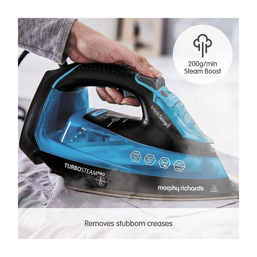 Morphy Richards Crystal Clear Steam Iron Intellitemp 2400W 370ml Water Tank - Black And Blue