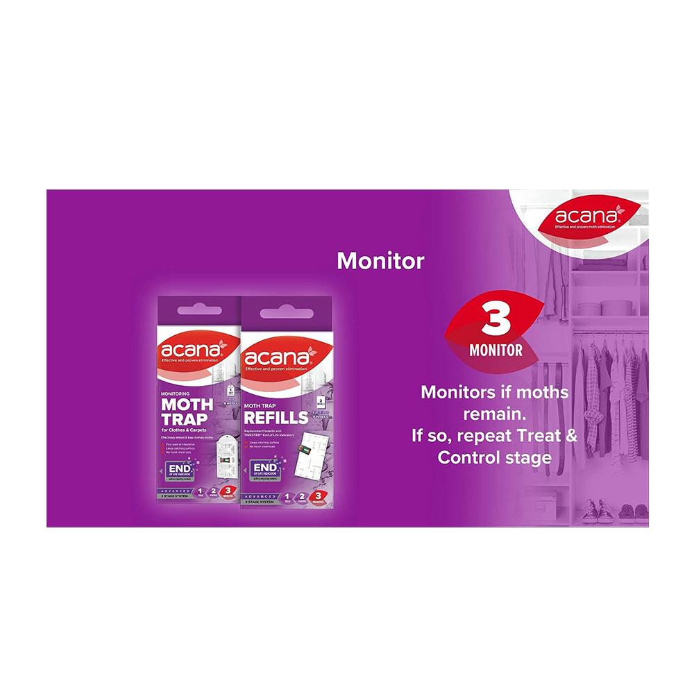 Acana Moth Monitoring Trap Refill For Protecting Clothes Carpets And Wardrobes - Pack of 2 Pads