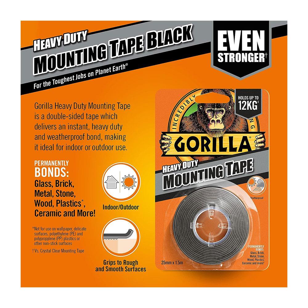 Gorilla Heavy Duty Mounting Tape 25mm x 1.5m - Black Secondary image