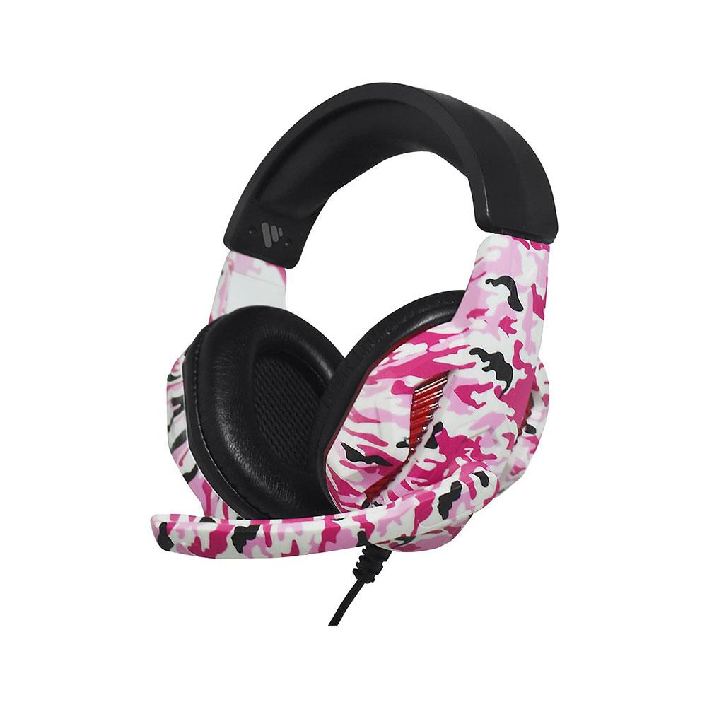 Vybe Camo Wired Gaming Headset For Play Station Xbox PC Gaming With LED Lights And Mic - Diva Pink Main image
