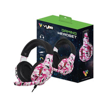 Vybe Camo Wired Gaming Headset For Play Station Xbox PC Gaming With LED Lights And Mic - Diva Pink