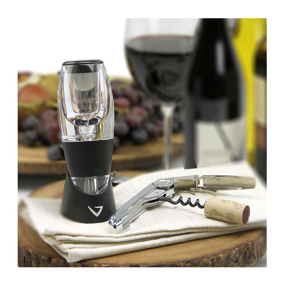 Vinturi Red Wine Aerator Christmas Gift Set With No-Drip Stand 750ml - Black