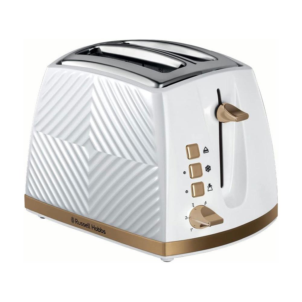 Russell Hobbs Groove 2 Slice Toaster With Frozen Cancel And Reheat Settings 850W - White Main image