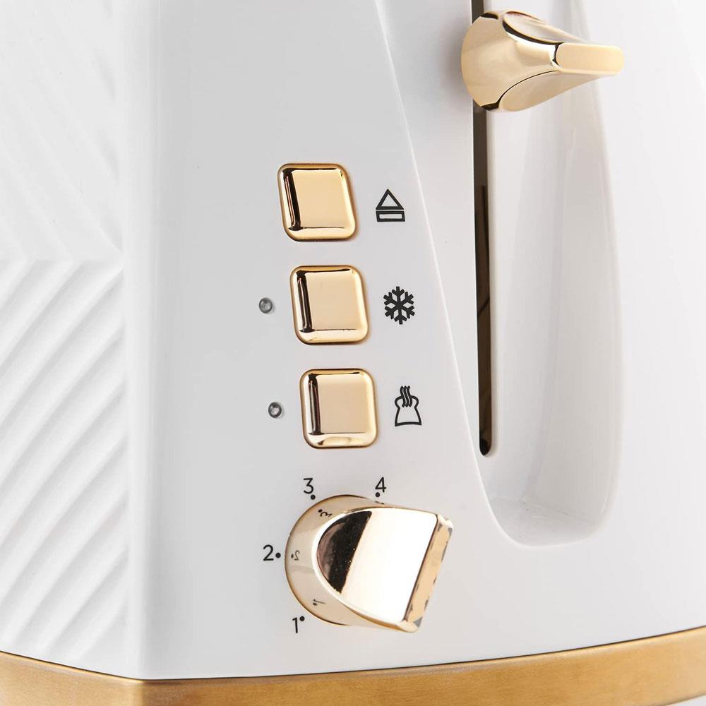 Russell Hobbs Groove 2 Slice Toaster With Frozen Cancel And Reheat Settings 850W - White