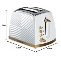 Russell Hobbs Groove 2 Slice Toaster With Frozen Cancel And Reheat Settings 850W - White