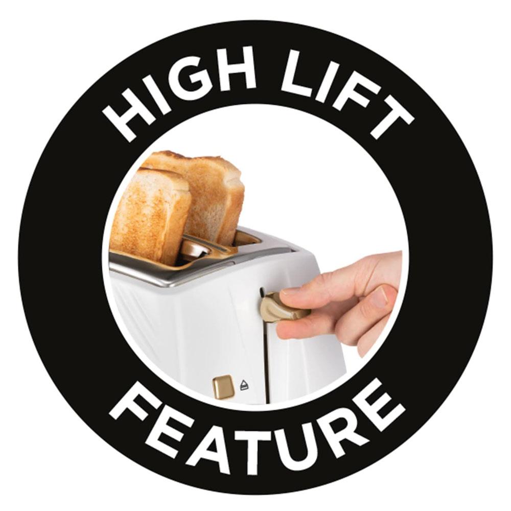Russell Hobbs Groove 2 Slice Toaster With Frozen Cancel And Reheat Settings 850W - White